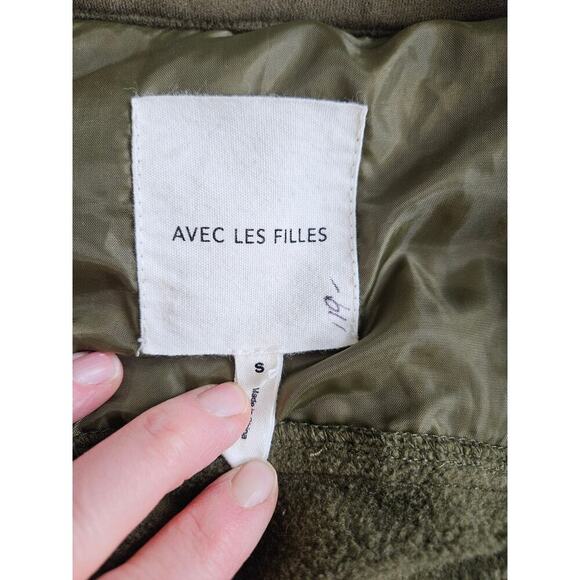 Avec Les Filles Oversized Shirt Jacket Womens Size Small Shacket Army Green - Picture 4 of 8